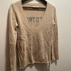Beige Zadig and Voltaire V-neck cashmere sweater
